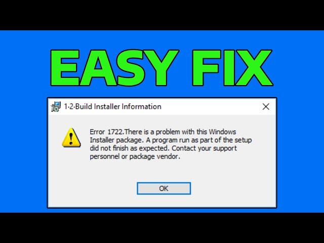 How To Fix Windows Installer 1722 Error