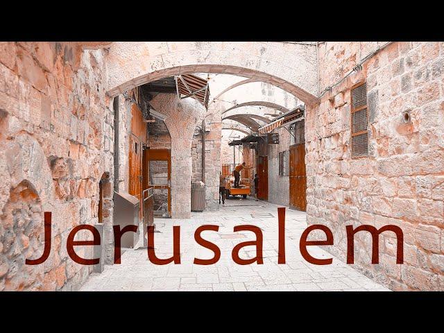 Old City of JERUSALEM. Walk from Muslim Quarter to Christian Quarter