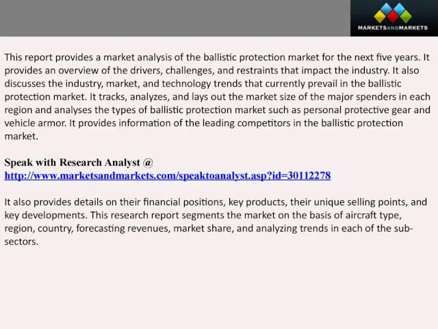 Ballistic Protection Market by Application & Types - 2020 | MarketsandMarkets