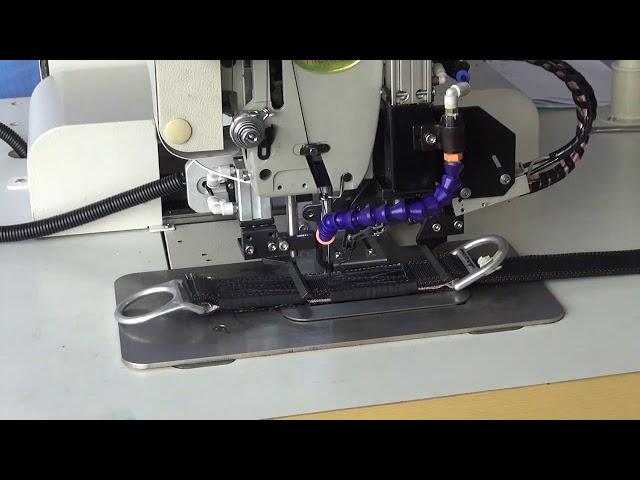 Extra heavy duty automatic harness webbing sewing machine