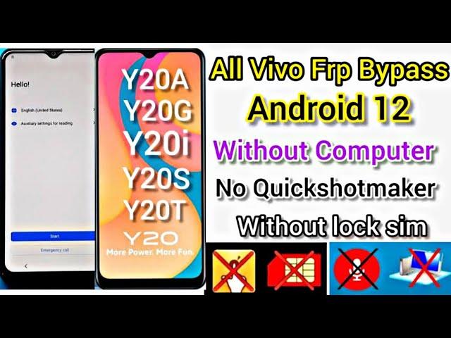 VIVO Y20 FRP Bypass Android 12 Vivo Y20G/Y20A/Y20S/Y20I/ Frp Bypass/Reset Google Account Lock 2024