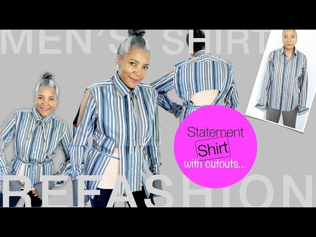 Men's Shirt into a Women Top with Cutouts | DIY Thrift Flip