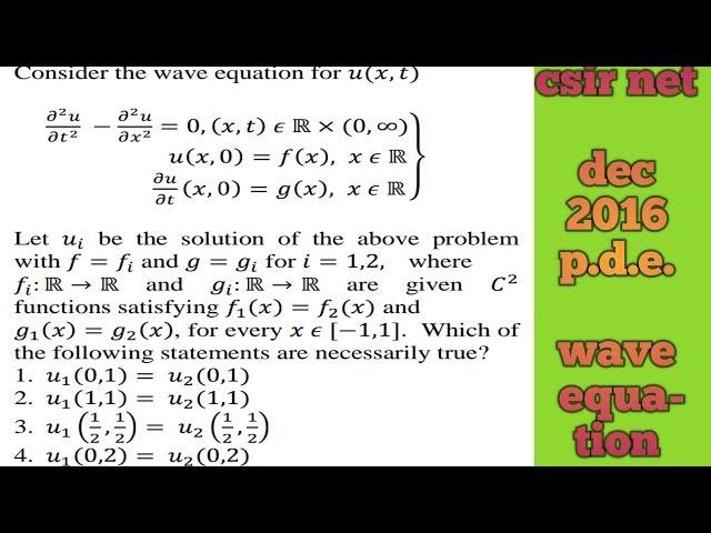 CSIR NET DEC 2016|| wave equation