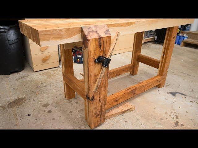 Hickory Workbench Leg Vise and Dog Holes - 299