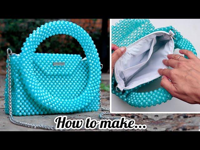 DIY ZIP CRYSTAL BEADED PURSE BAG  Popular Design Pearl Bag Tutorial