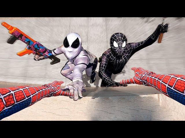 Rescue SPIDER-MAN From BAD GUYS , TEAM VENOM Are Coming ! ( Action POV Nerf Gun War )