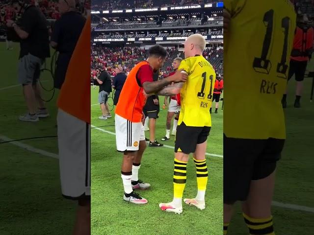 Jadon Sancho & Marco Reus meet again. they talk & hug each other