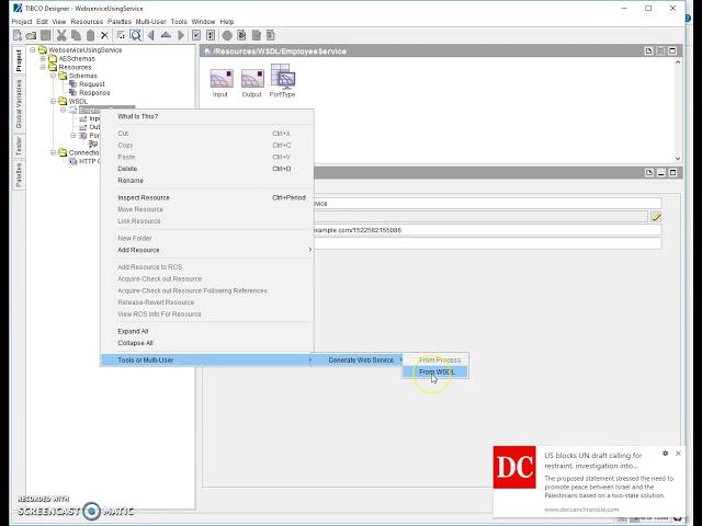 TIBCO BW Creating a WebService FROM WSDL Using Service Pallete