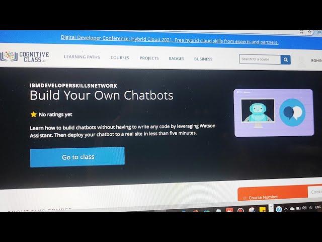 Build your own chatbot course-Cognitive Class.ai