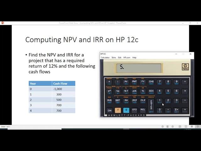 Computing NPV and IRR on HP 12c