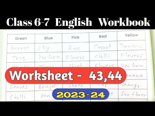 Class 6-7 English Worksheet 43,44 Pravah Workbook | प्रवाह कक्षा 6,7 अंग्रेजी वर्क बुक वर्कशीट 43,44