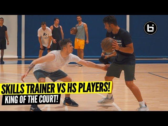 SKILLS TRAINERS VS HIGH SCHOOL PLAYERS! 2V2 King of The Court