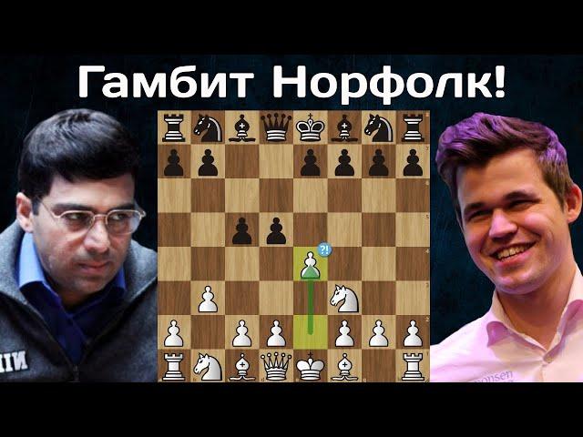 Разгром в 21 ход гамбитом Норфолка! Магнус Карлсен  - Виши Ананд | Цюрих 2014 | Шахматы