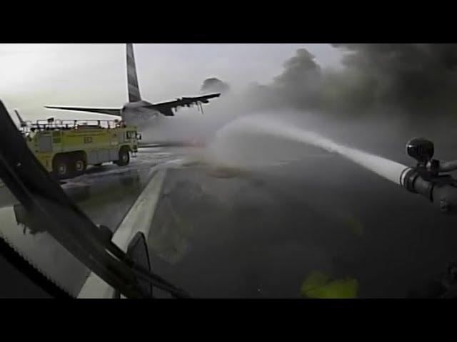 Crash Truck Dash Cam: AA 383 Fire at O’Hare (Fire Trucks Nearly Collide)