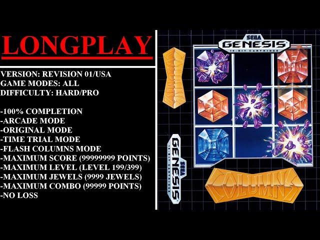 Columns [Rev 01/USA] (Sega Genesis) - (Longplay - All Modes | Hard/Pro Difficulty | 100% Completion)