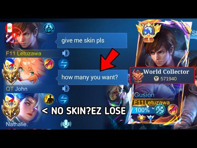 GUSION "NO SKIN" BUT WORLD COLLECTOR PRANK IN HIGH RANK!! (Open Mic)