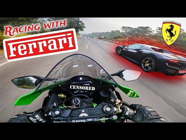 ZX10R & FERRARI Drag |Ninja Zx10R Top Speed|Superbike Vs Supercar|