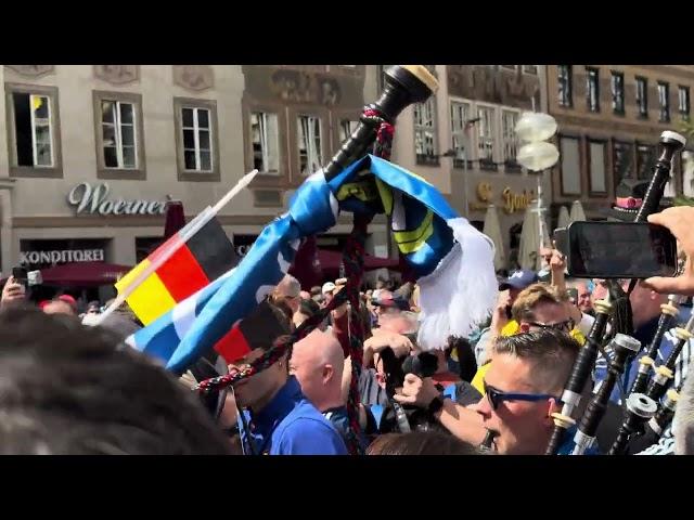 Highland Cathedral : Munich, Germany. Marienplatz. Tartan Army - Scotland. Euro 2024