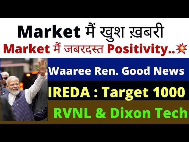 Market का Target ?Waaree Renewable: Good News  IREDA: Target 1000RVNLDixon Tech  Don't Miss