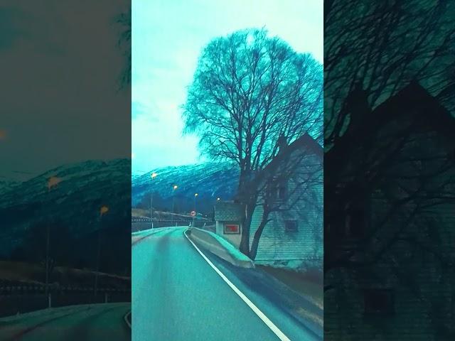 Norway's Scenic Beauty: Snowy Evening Drive from Vossevangen to Vikoyri