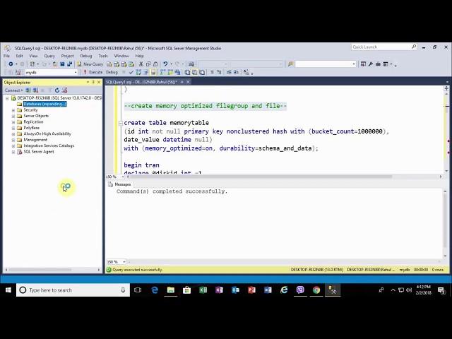 In Memory tables in SQL