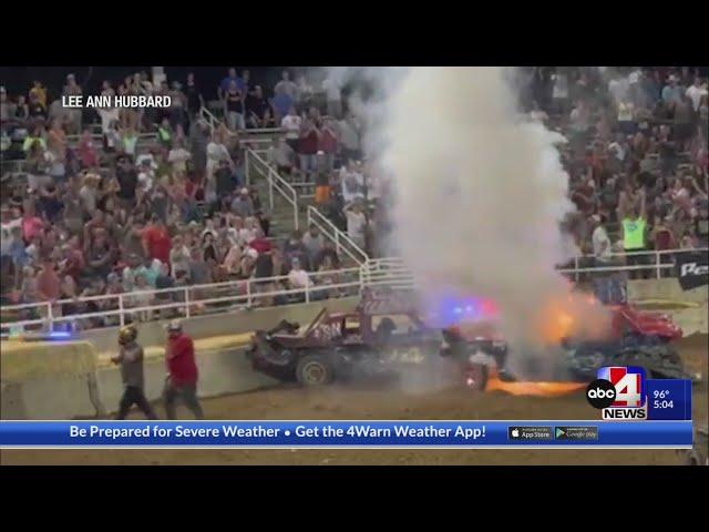 Car bursts into flames at Utah demolition derby