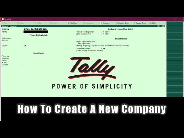 Tally ERP 9 Tutorial: Creating a New Company and Managing Default Settings