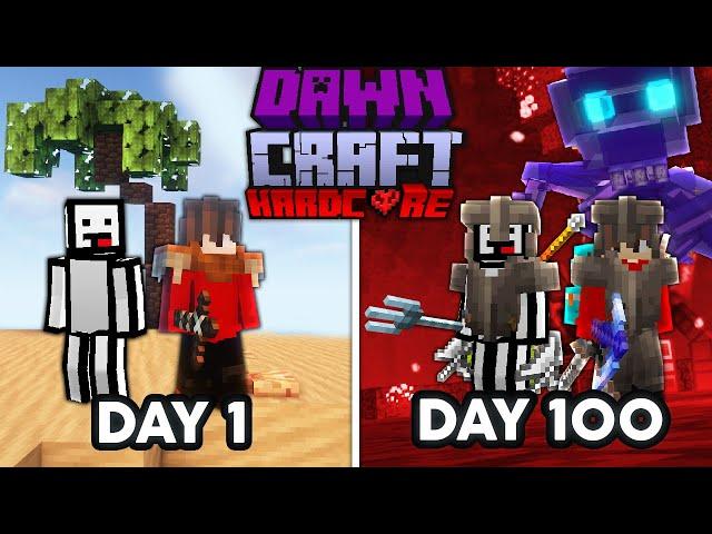 We Survived 100 Days In DAWNCRAFT in Hardcore Minecraft... (duos)