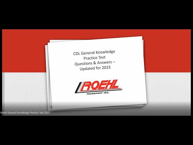 2023 CDL Practice Test (Updated) - General Knowledge - Questions and Answers