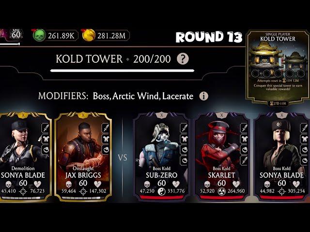 Kold Tower Boss Battle 200 & 170,190 Fight + Rewards MK Mobile | Onslaught Jax is best.