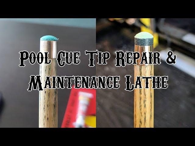 Tip replacement using a Pool Cue Tip Repair & Maintenance Lathe