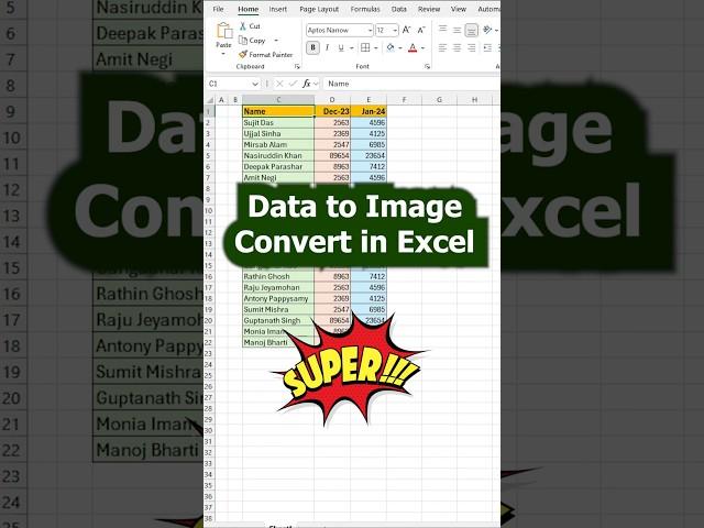 Data convert to Image in Microsoft Excel #excel #computerexcel #excelhindi