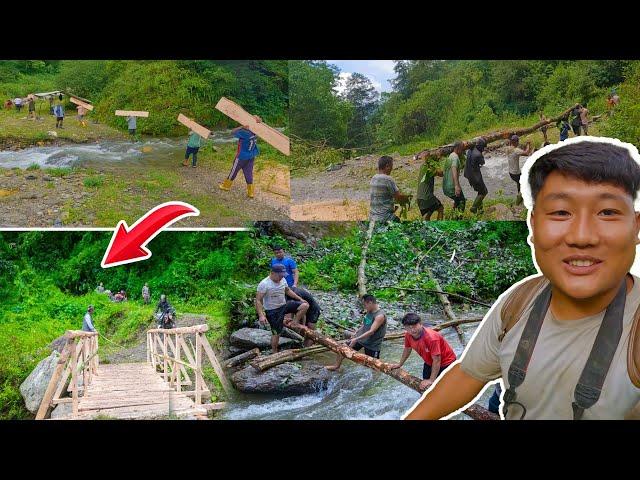 We made wooden bridge in village river(बाइक तार्ने पुल बनाउदै हामी)