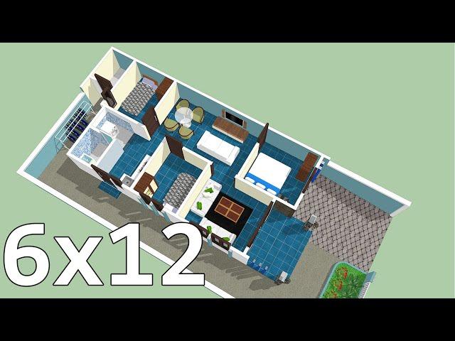 House Design 6x12 m | 3 bedrooms | Exterior | Floor Plan | Simple | Minimalist