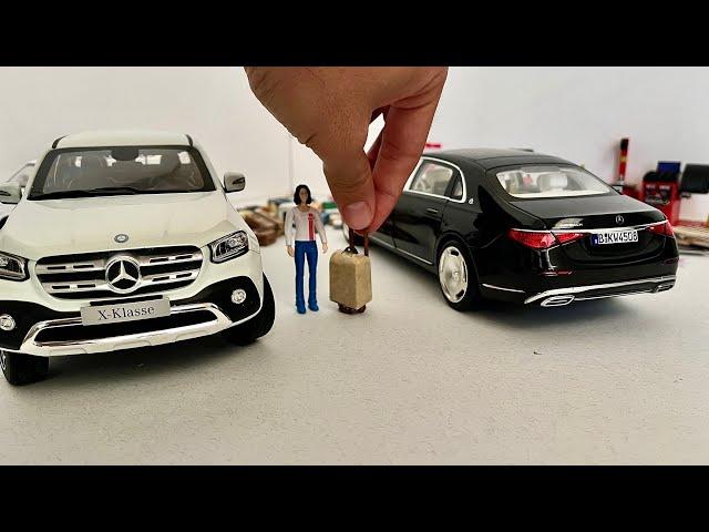 1:18 Scale Diecast Model Mercedes-Benz X-Class Vs S680 Maybach Cars Facing | Car Review | Automobile