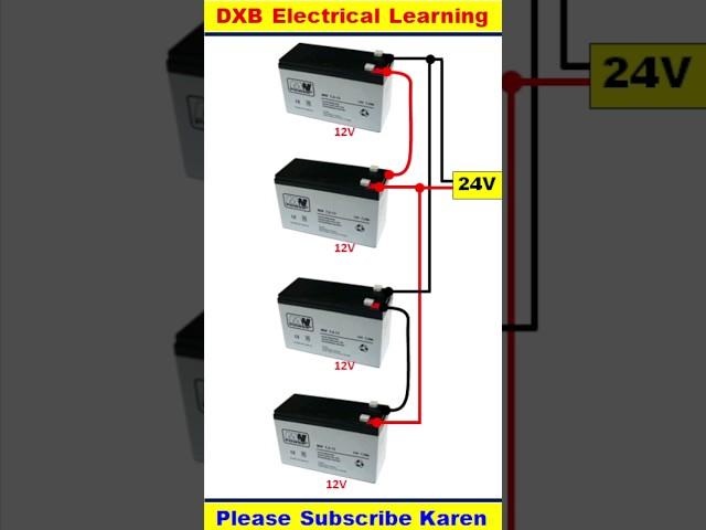 12V 4 Battery Connection for 24VDC #shortsvideo #youtubeshorts #shorts