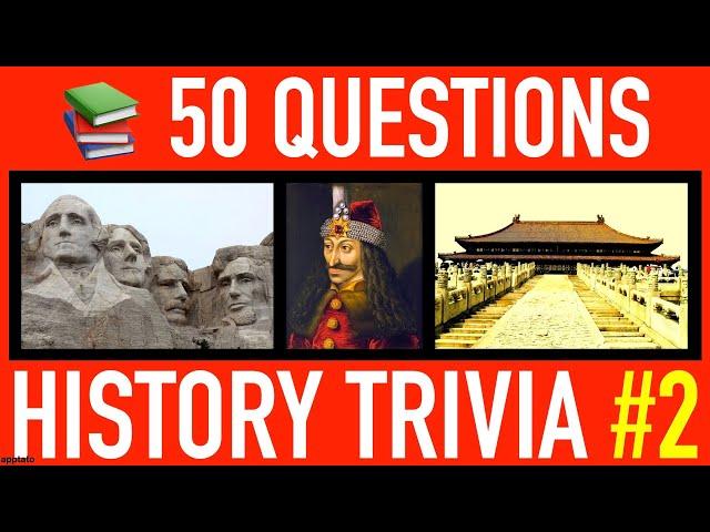 HISTORY TRIVIA QUIZ #2 - 50 World History Trivia Quiz Questions and Answers | Pub Quiz