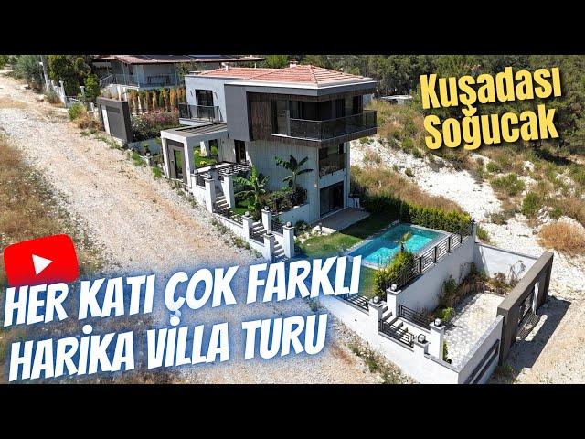 Kuşadası'nda Deniz Manzaralı 3+2 Çift Otoparklı Deniz Manzaralı Lüks Villa Turu / 6 Temmuz 2024