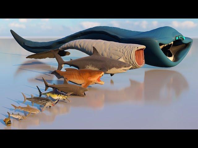 Sea Monsters 3D Size Comparison: Bloop vs Megalodon