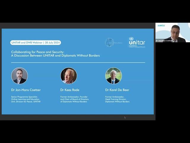 Webinar 1 - Collaborating for Peace & Security: UNITAR & Diplomats Without Borders