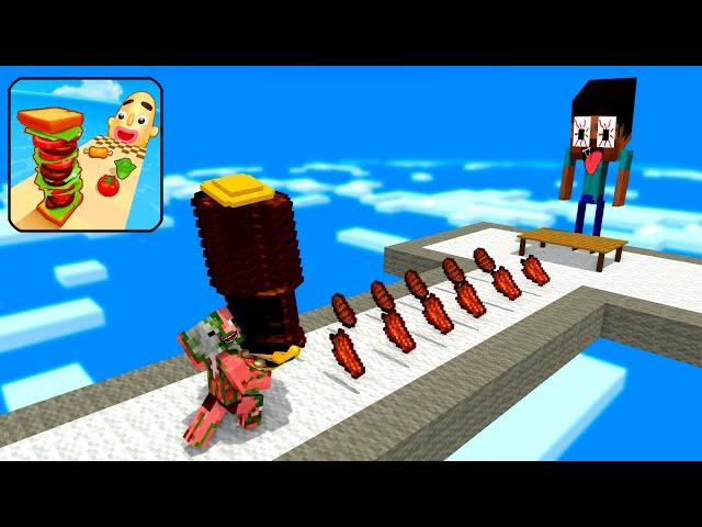 Minecraft Mobs : I WANT BURGER RUNNER CHALLENGE - Minecraft animation