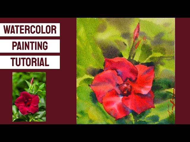 WATERCOLOR Painting TUTORIAL - How to Paint a FLOWER . WET ON WET TECHNIQUE #Watercolor #art #flower