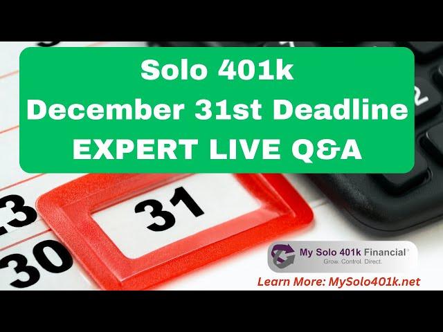 ⭐Solo 401k EXPERT LIVE Q&A ⭐$1500 Tax Credit, Mega Backdoor Roth, Crypto, Real Estate