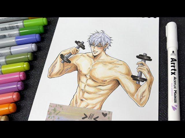 Drawing GOJO SATORU from Jujutsu Kaisen  with COPIC Markers** Рисую Годжо Сатору