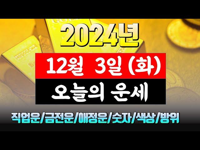 [오늘의 운세] 직업운 금전운 애정운 건강운 재물운 연애운 무료 운세 띠별 운세 2024.12.03(화)