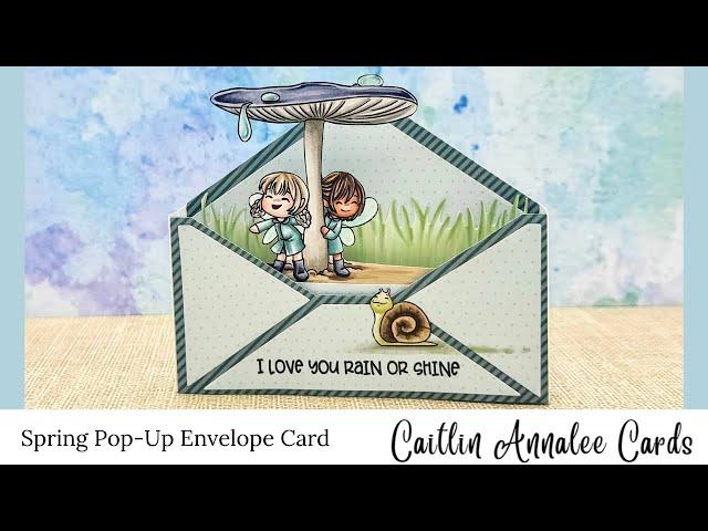 Rainy Day Spring Pop Up Card | Easy Interactive Handmade Card, Copic Colored Scene Card