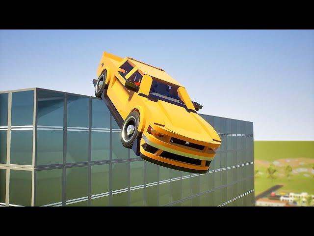Lego Cars Falls Off Building #5 | Brick Rigs