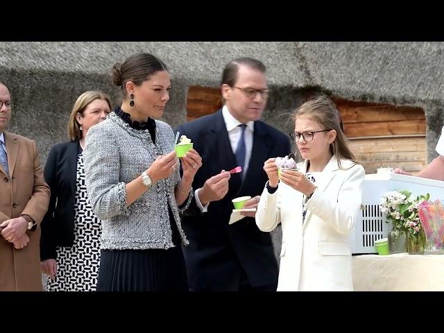 Princess Estelle of Sweden eating ice cream and exploring the nature