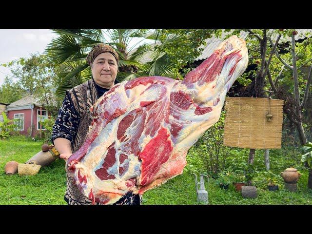 INDULGE IN THE DELIGHTFUL TASTE OF AZERBAIJANI VILLAGE FAMILY  COOKING A 30 KG COW LEG