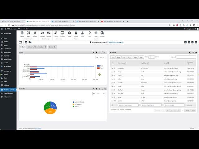 WP Data Access - version 5 part one - dashboards and widgets